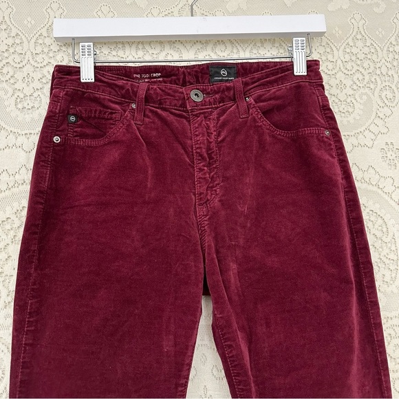 AG Adriano Goldschmied The Boot Crop Velvet Flare Crop in Gooseberry - Picture 6 of 11